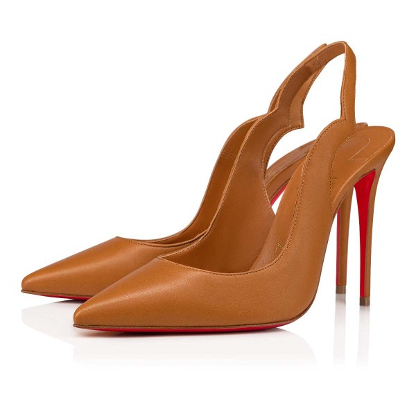 Beige Women's Christian Louboutin Hot Chick Sling Heels | oHhnAHpW