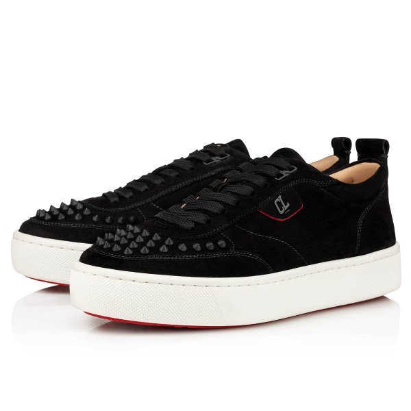 Black / Black Men's Christian Louboutin Happyrui Spikes Low Top Sneakers | rO6gLwgb