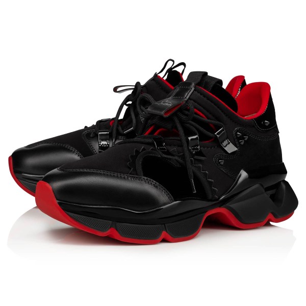 Black Men's Christian Louboutin Red-runner Low Top Sneakers | skTfTfgn