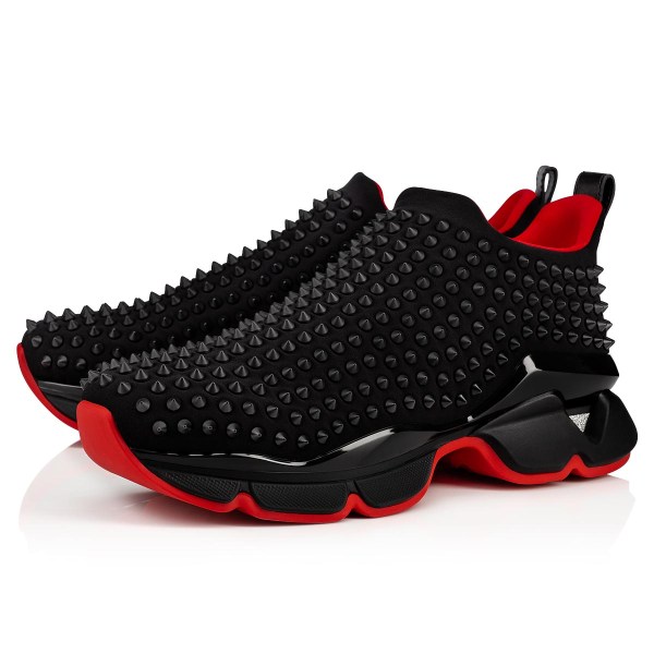 Black Men's Christian Louboutin Spike Sock Low Top Sneakers | YGgyjv9M