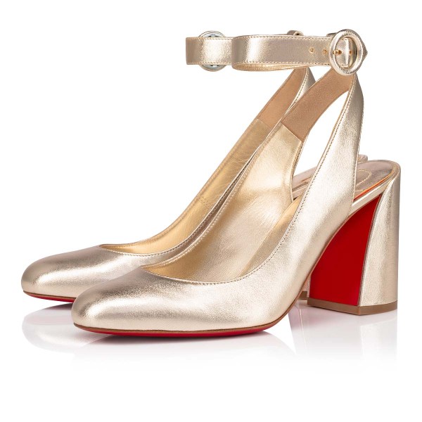 Gold Women's Christian Louboutin Miss Sab Sling Heels | jHs7is2N