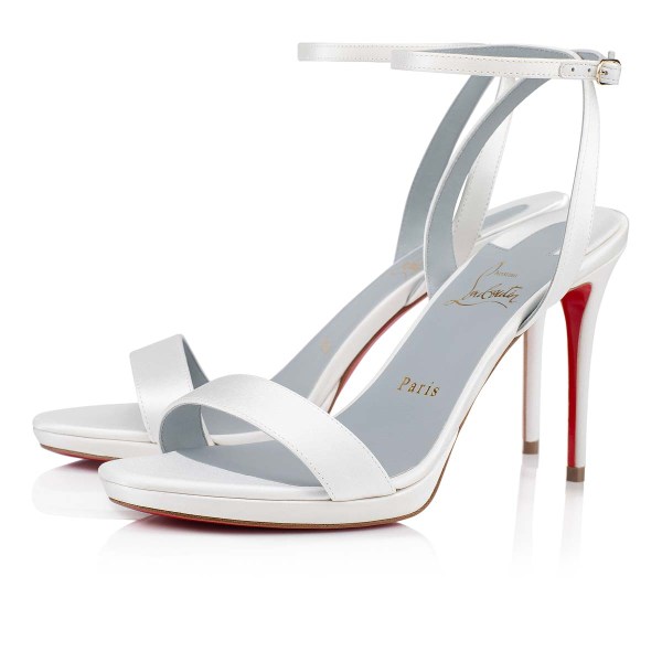 White / Blue Women's Christian Louboutin Loubi Queen Sandals & Slides | 5LFh9kT6