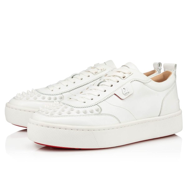 White Men's Christian Louboutin Happyrui Spikes Low Top Sneakers | zX5flRz7