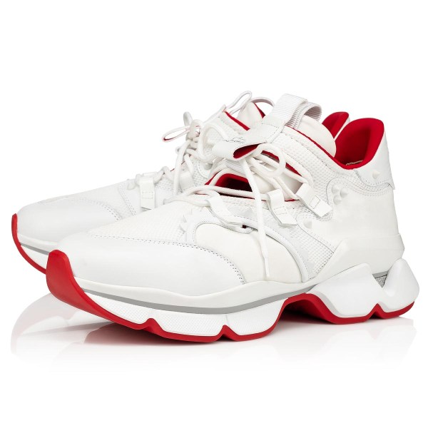 White Men's Christian Louboutin Red-runner Low Top Sneakers | UHYvUzbb