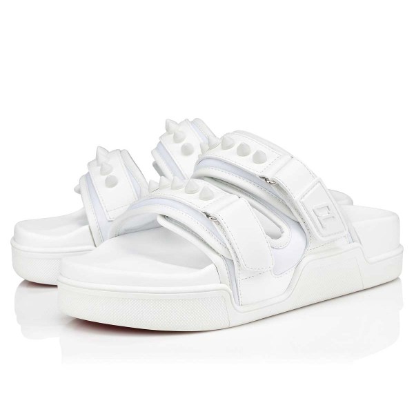 White Women's Christian Louboutin Daddy Pool Sandals & Slides | mTD1uTNU