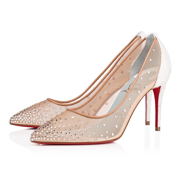 White Women's Christian Louboutin Follies Strass Heels | IBRwy733