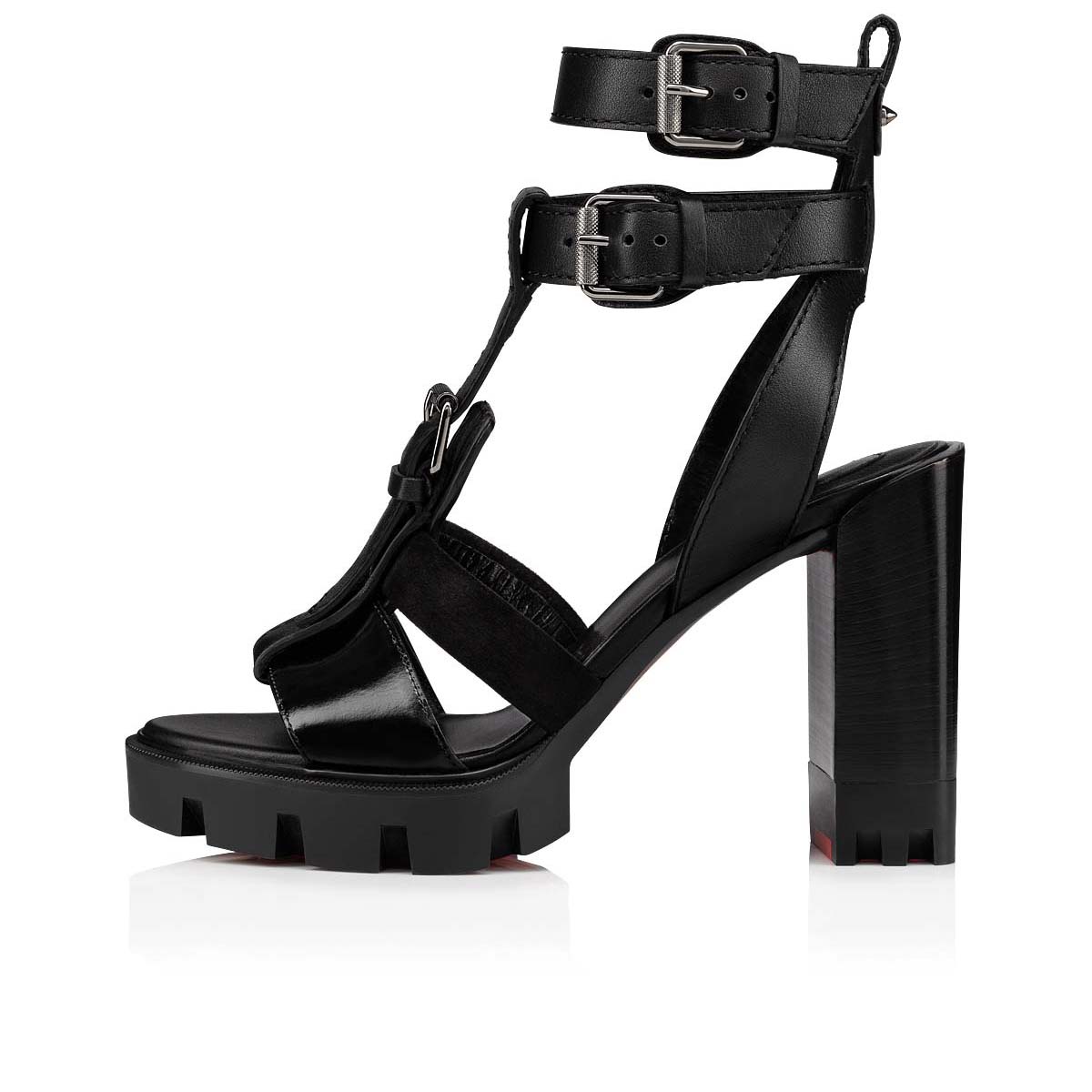 Black Women's Christian Louboutin Rangerissima Lug Sandals & Slides | UlOXyZmu