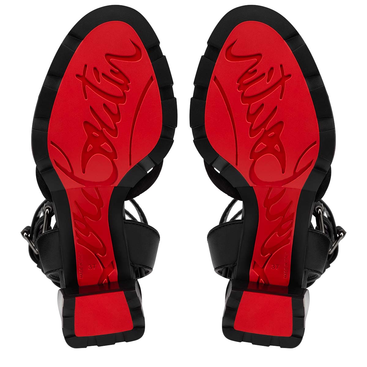 Black Women's Christian Louboutin Rangerissima Lug Sandals & Slides | UlOXyZmu