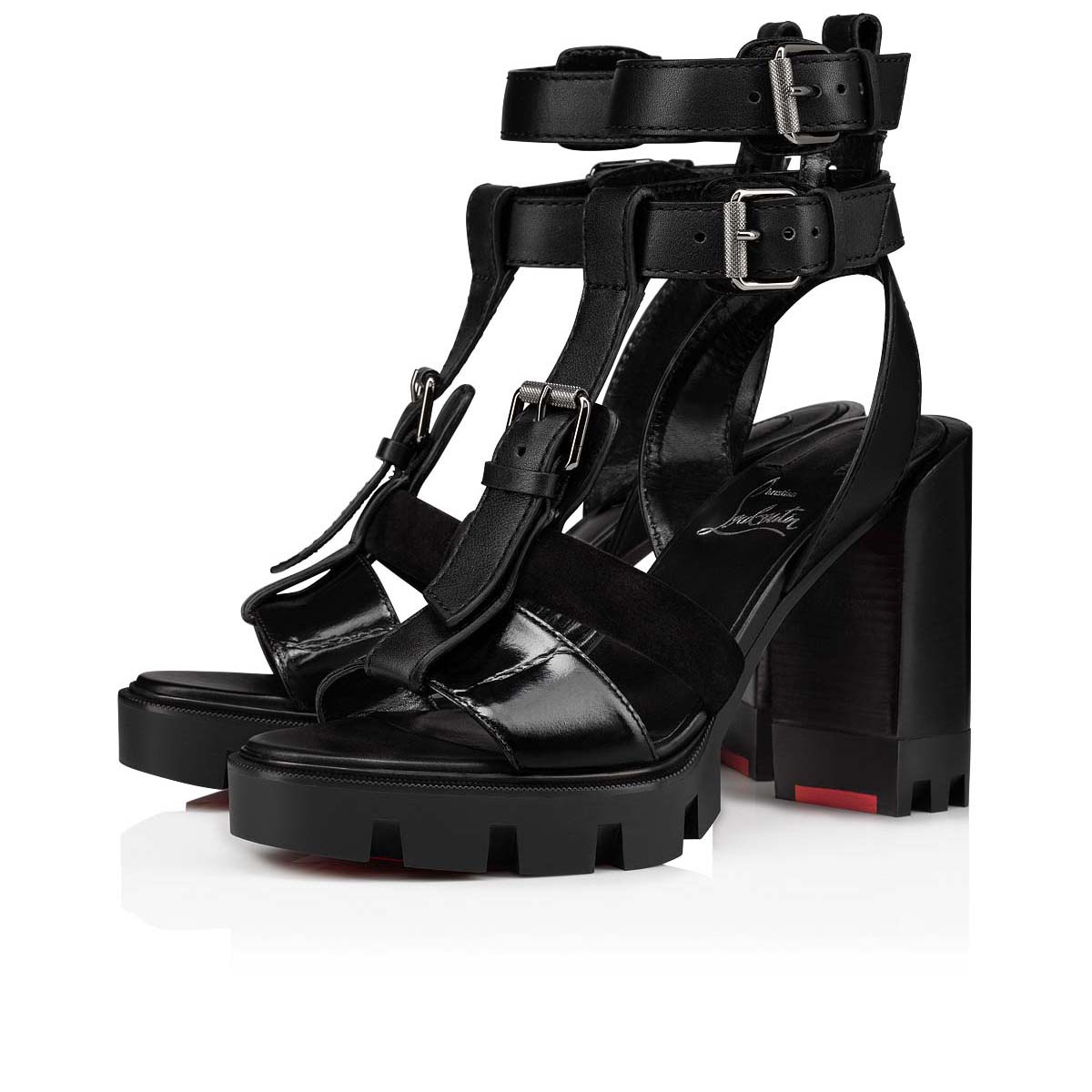 Black Women\'s Christian Louboutin Rangerissima Lug Sandals & Slides | UlOXyZmu