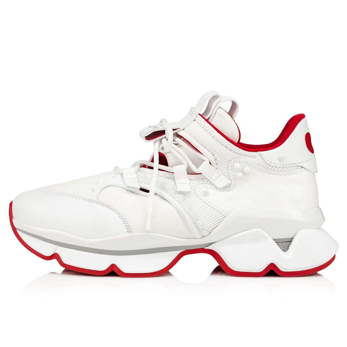 White Men's Christian Louboutin Red-runner Low Top Sneakers | UHYvUzbb