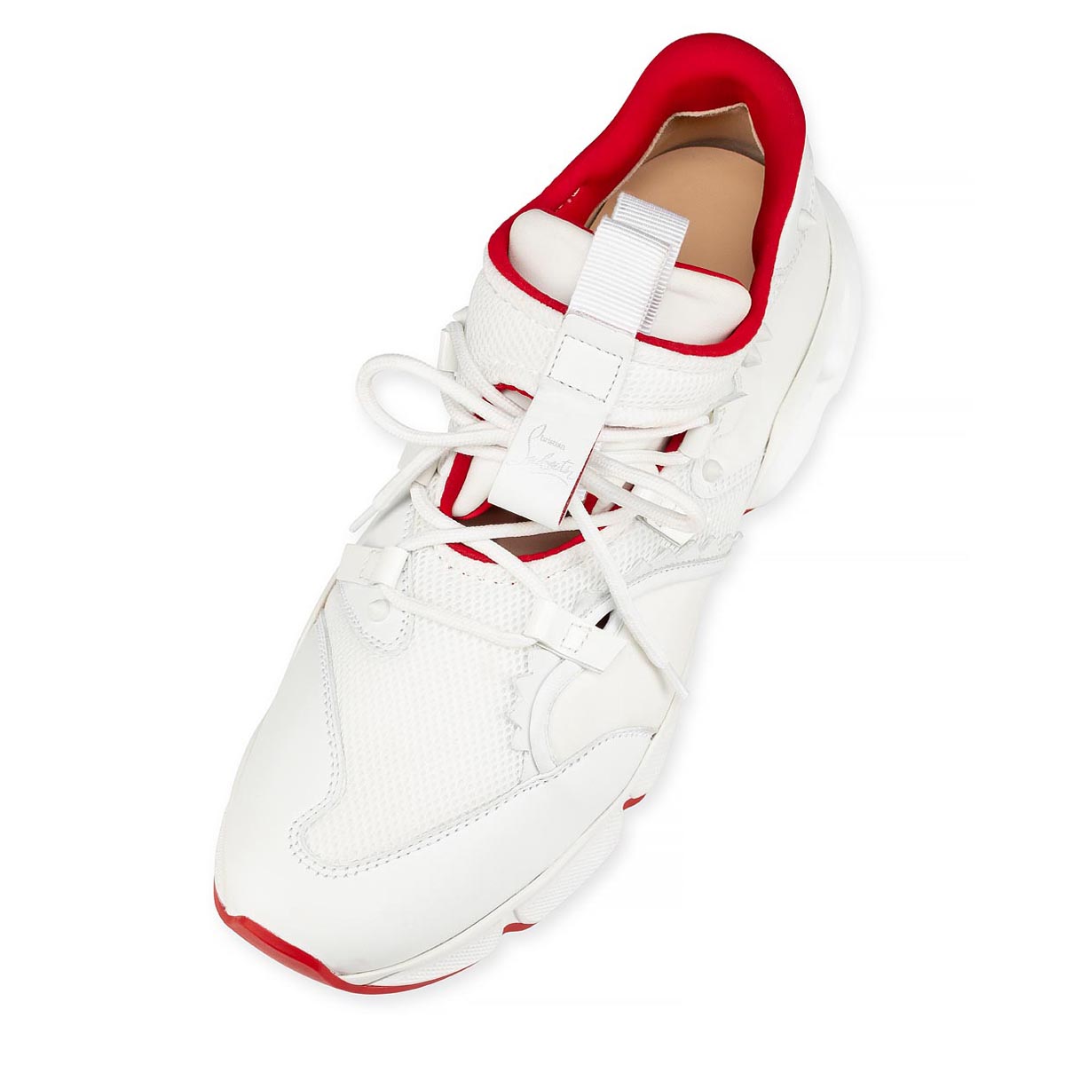 White Men's Christian Louboutin Red-runner Low Top Sneakers | UHYvUzbb