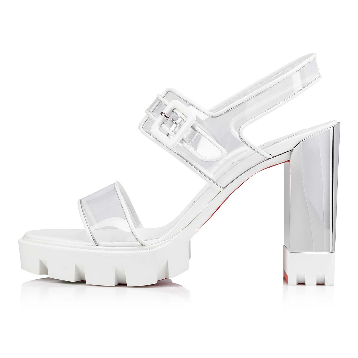 White Women's Christian Louboutin Duniss Lug Sandals & Slides | D8j3pF62