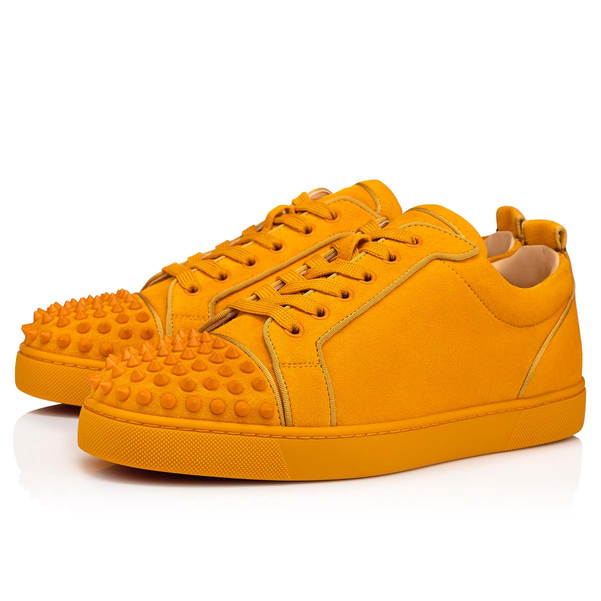 Yellow Men\'s Christian Louboutin Louis Junior Spikes Low Top Sneakers | sZXpFl9V